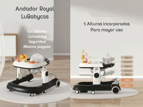 Andador Con Apoya Pies Y Más Accesorios Lubabycas Rosado-2