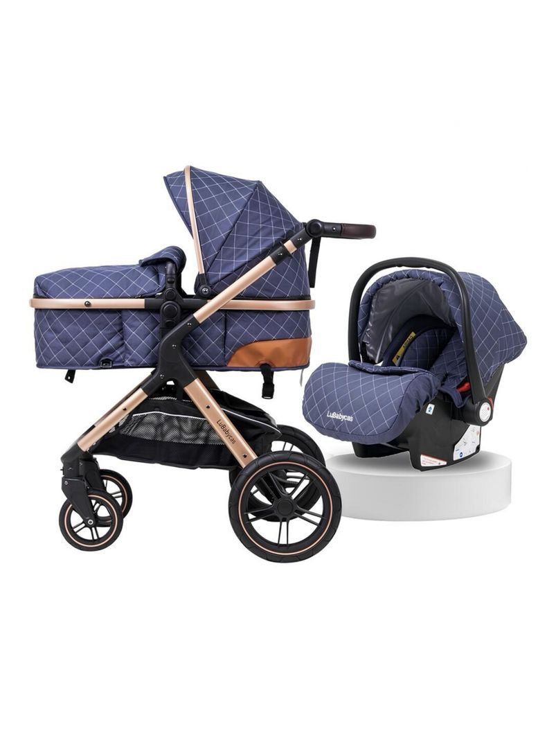 Coche Travel System Con Accesorios LuBabycas X1 Azul-0