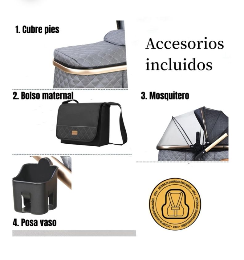 Coche Travel System Con Accesorios LuBabycas X1 Azul-1