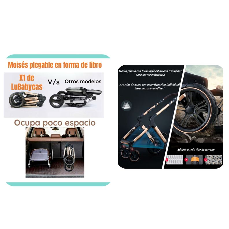 Coche Travel System Con Accesorios LuBabycas X1 Azul-4