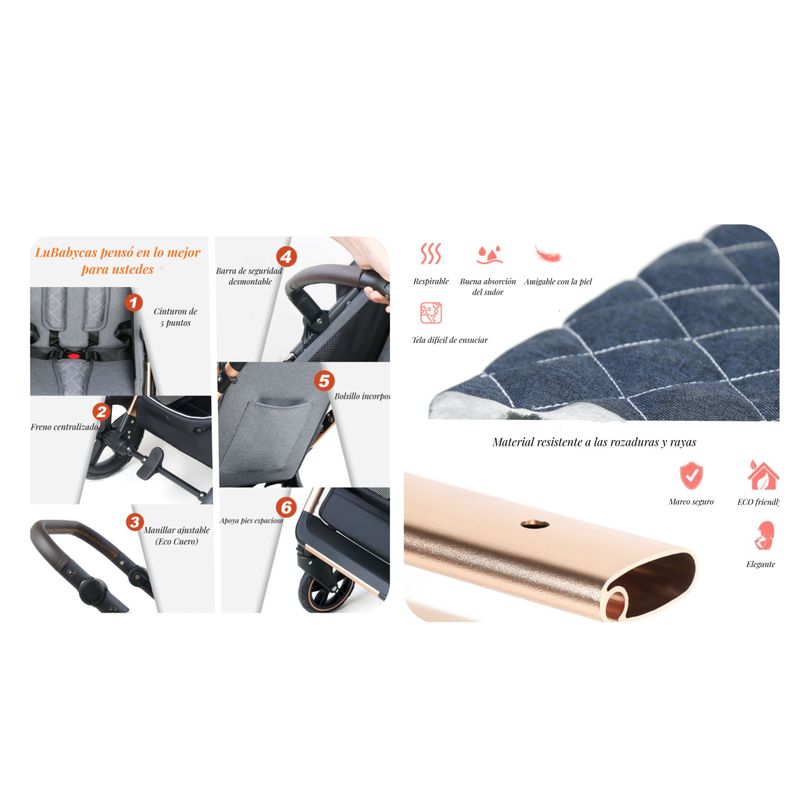 Coche Travel System Con Accesorios LuBabycas X1 Azul-6