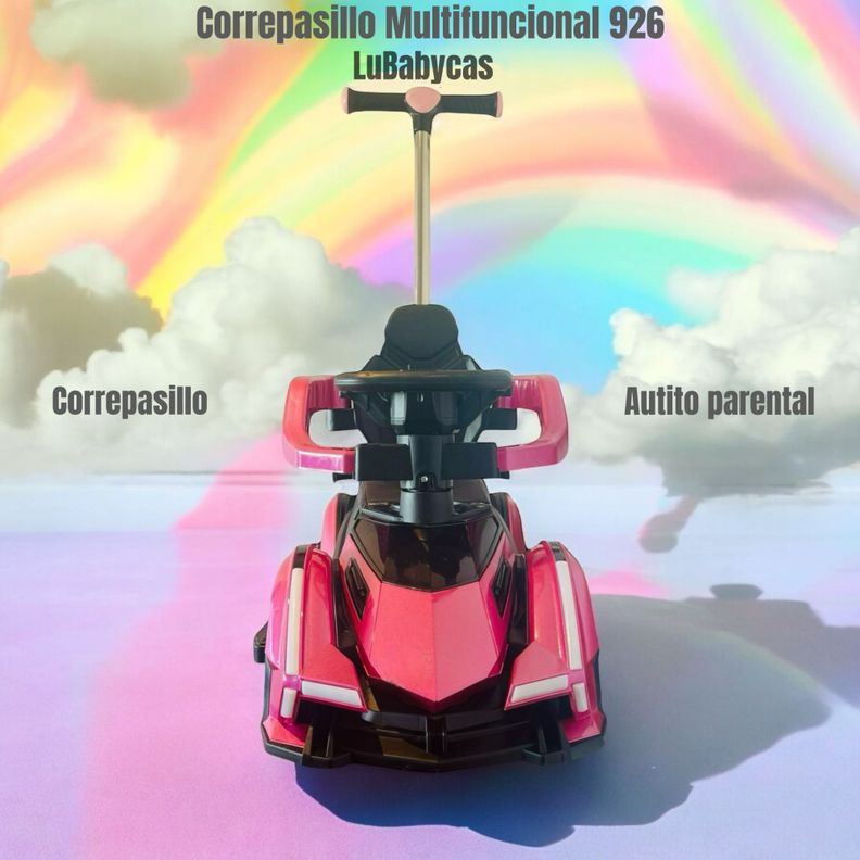 Correpasillo Andador Auto Con Manilla LuBabycas Rosado-1