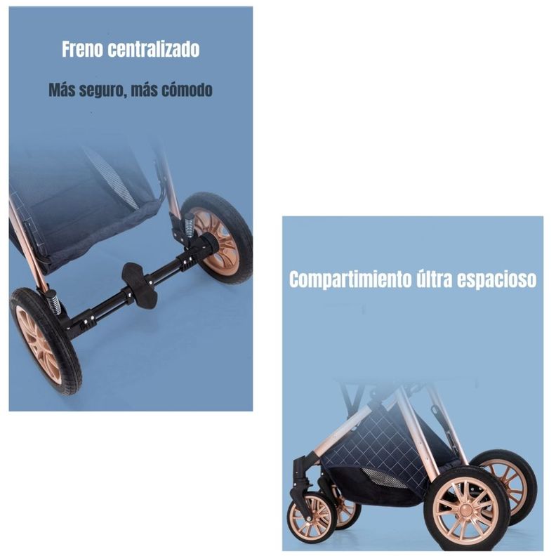 Coche Cuna Con Cubre Pies Apego Panorámico LuBabycas Gris-5