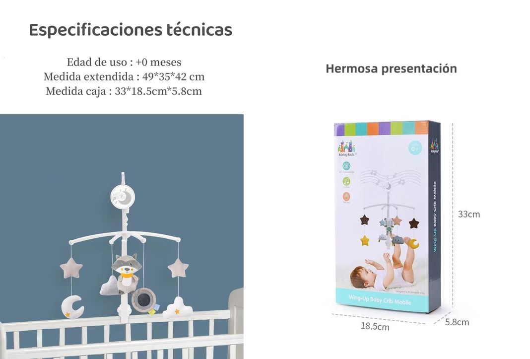 Móvil Musical 360° Con Caja Lubabycas Buho-7