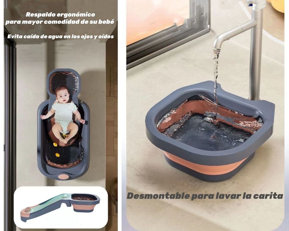 Bañera Premium Con Lavapelo Y Accesorios Lubabycas Naranja-2