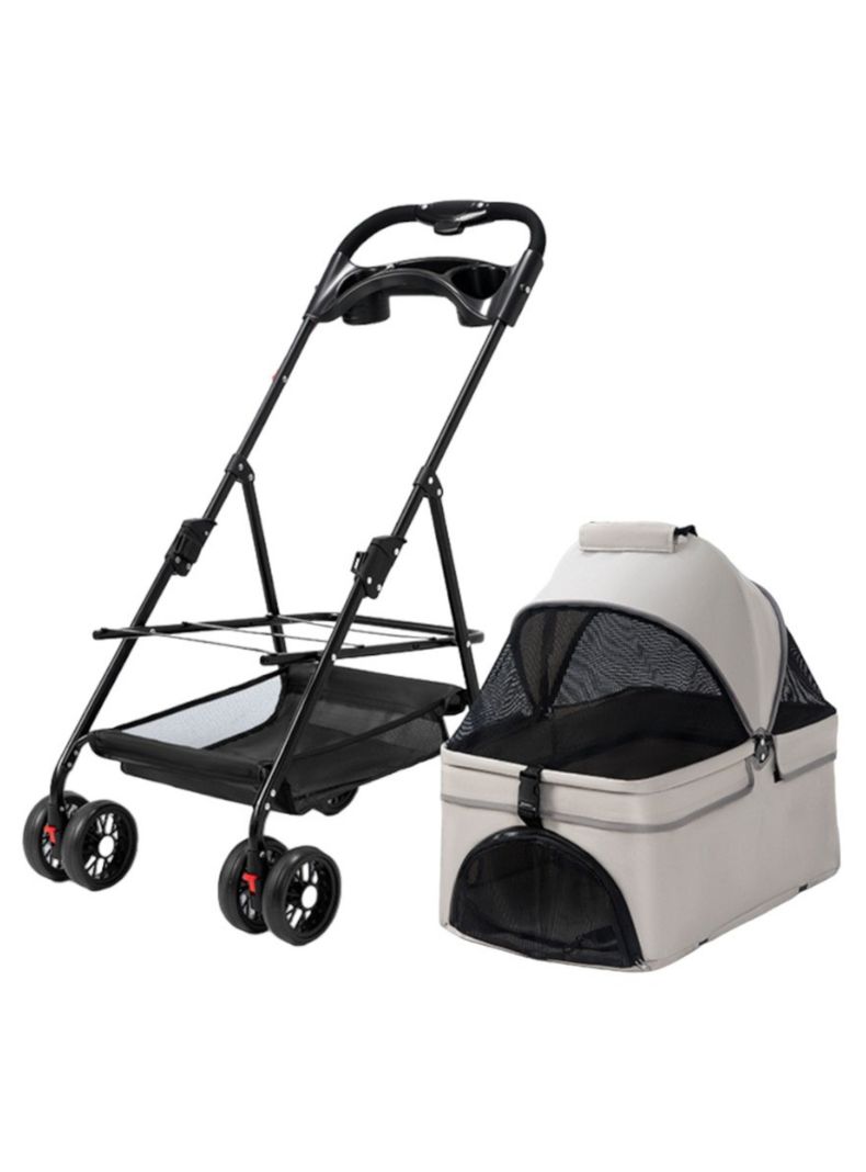 Coche Para Mascotas Perros Gatos 2 En 1 LuBabycas Gris-0