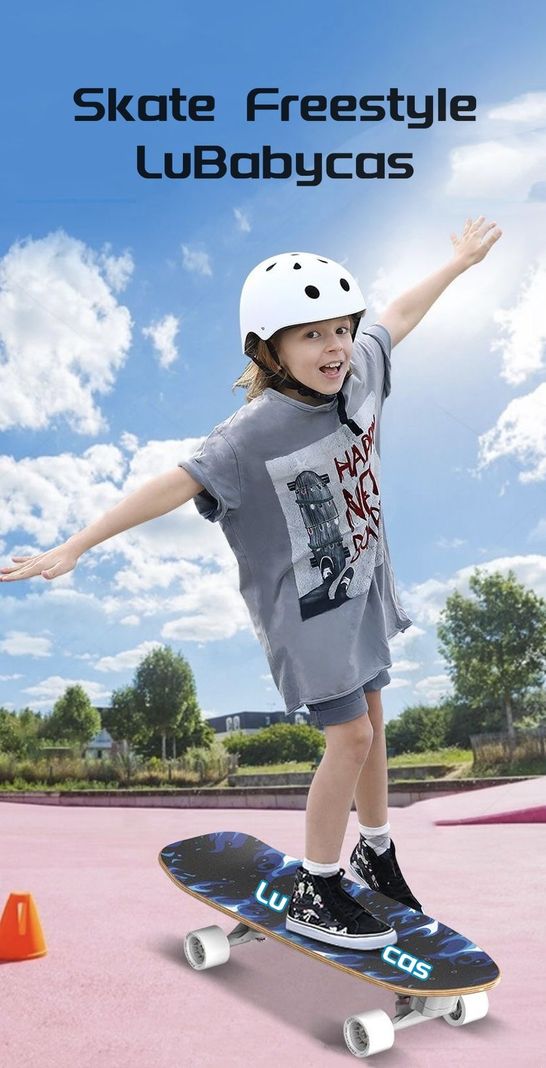 Skate Patineta De Madera Con Luces Freestyle Negra LuBabycas-1