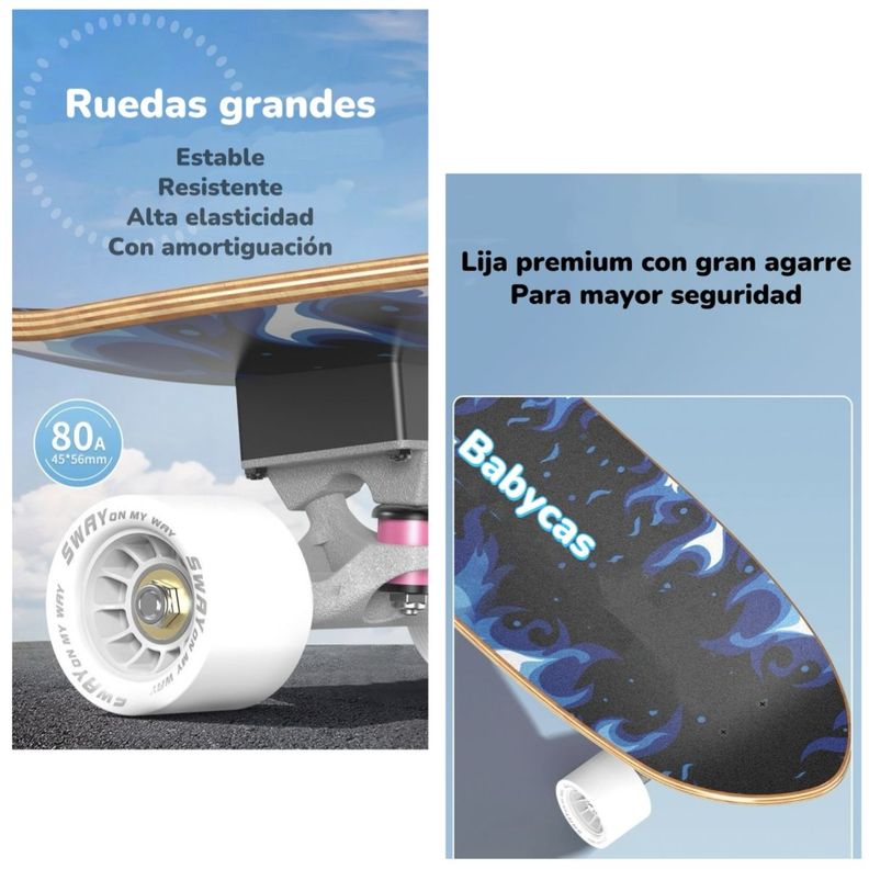 Skate Patineta De Madera Con Luces Freestyle Negra LuBabycas-6
