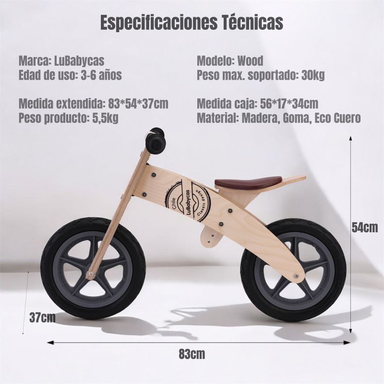 Bicicleta de Equilibrio Madera Wood LuBabycas-7