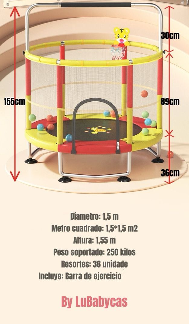Cama Elástica Resistente 150cm Más Juegos By LuBabycas-6