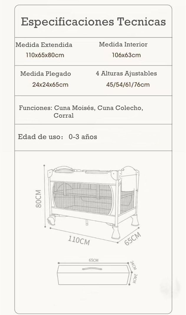 Cuna Colecho Corral 3 En 1 Lubabycas Jirafa-7
