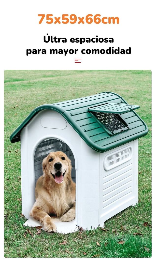 Casa De Perro Mascota Exterior Mediana 75cm Azul LuBabycas-3