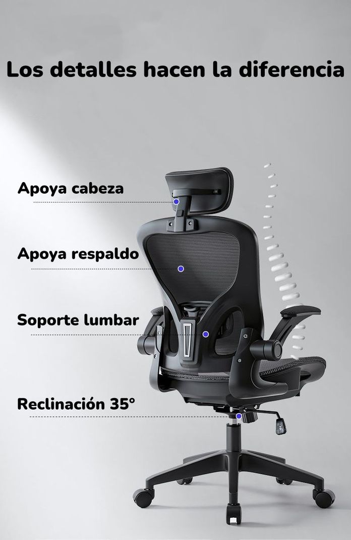 Silla De Escritorio Gris Con Apoya Cabeza W901 By LuBabycas-1