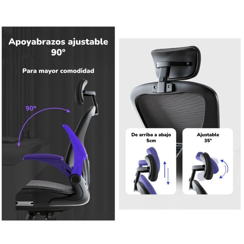 Silla De Escritorio Gris Con Apoya Cabeza W901 By LuBabycas-4