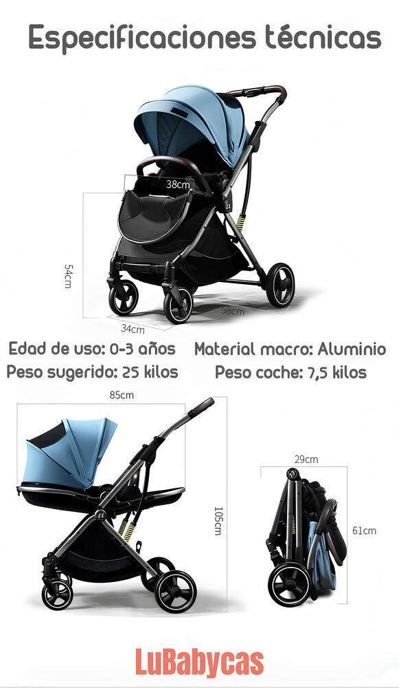 Coche De Paseo Modo Apego Y Panorámico Rosado Lubabycas-7