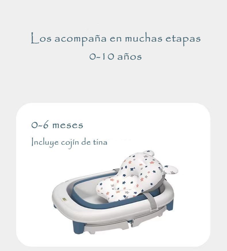 Bañera Con Cojin Termómetro Y Más Accesorios Azul Lubabycas-2
