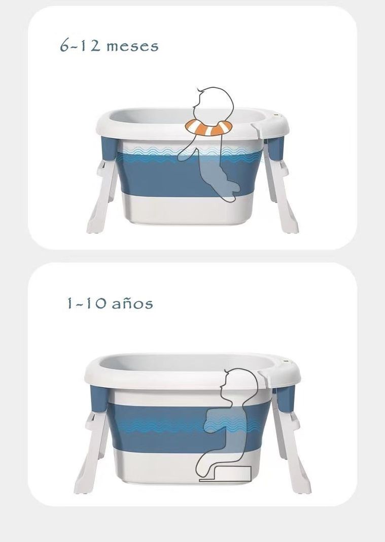Bañera Con Cojin Termómetro Y Más Accesorios Azul Lubabycas-3