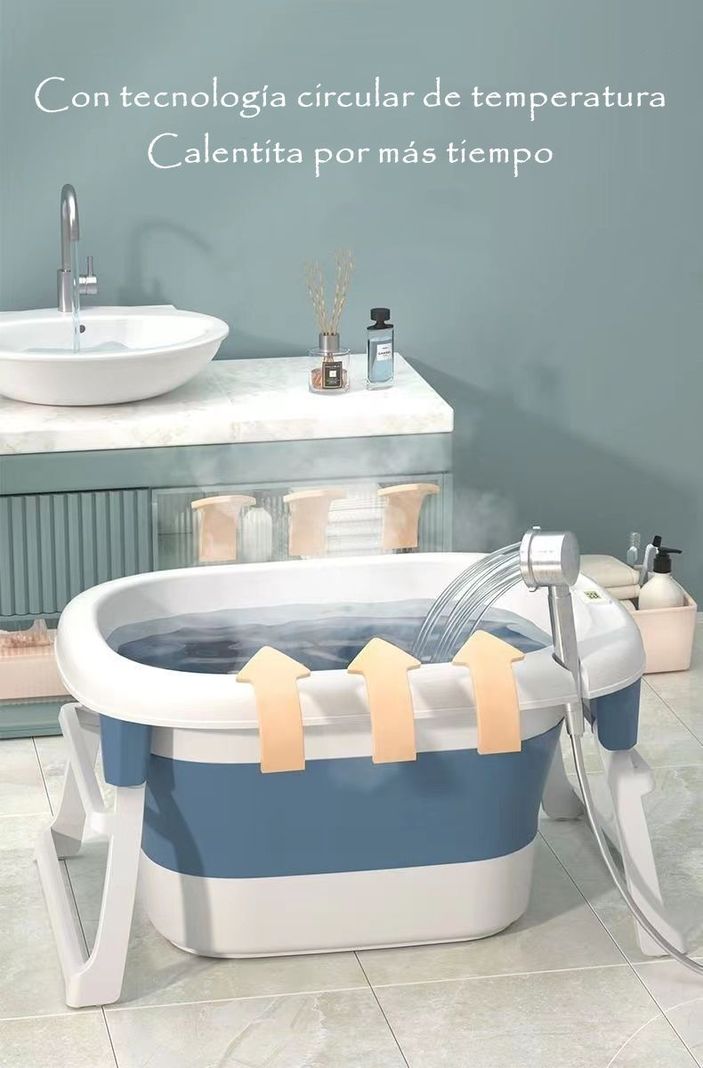 Bañera Con Cojin Termómetro Y Más Accesorios Azul Lubabycas-5