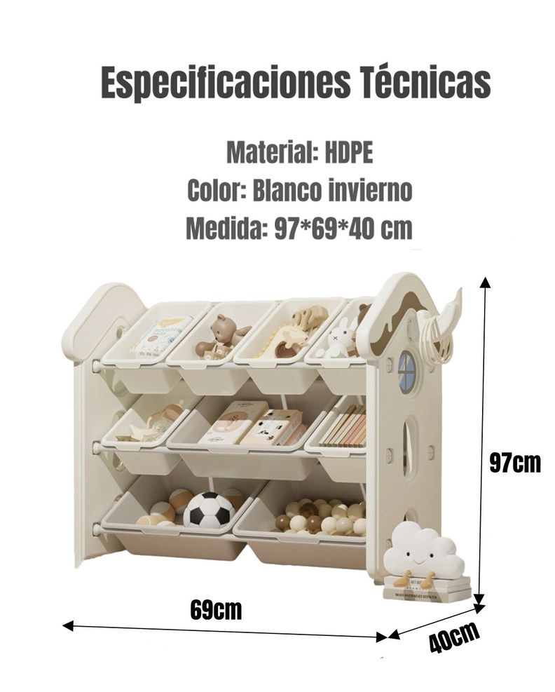 Estante Infantil Organizador De Juguetes Blanco By LuBabycas-5