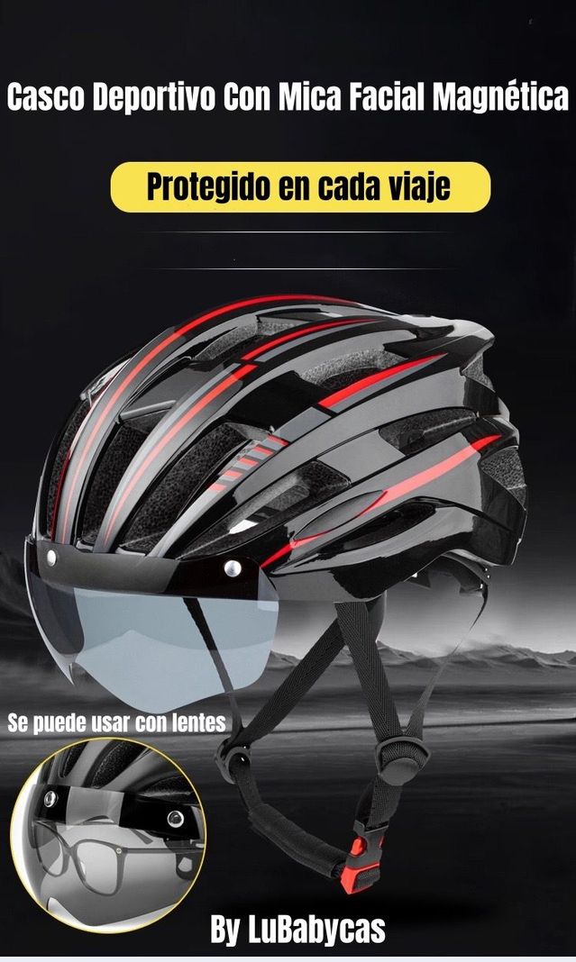 Casco Bicicleta Con Mica Facial Magnética LuBabycas-1