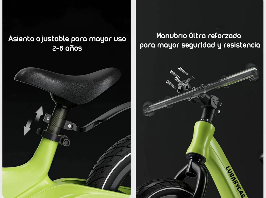 Bicicleta De Equilibrio Aprendizaje 2-8años Lubabycas Verde-2