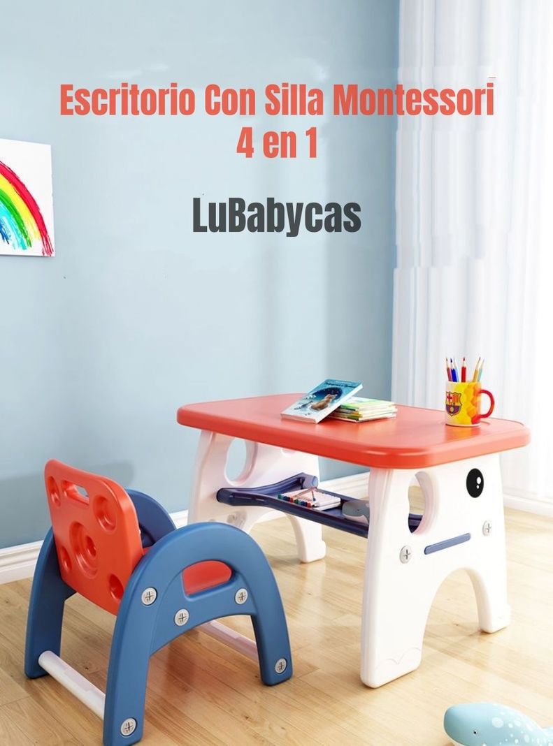 Mesa Con Silla Montessori Para Niños 4 En 1 By LuBabycas-1