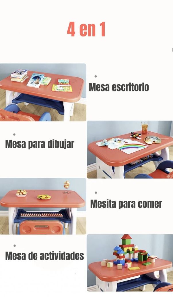 Mesa Con Silla Montessori Para Niños 4 En 1 By LuBabycas-2