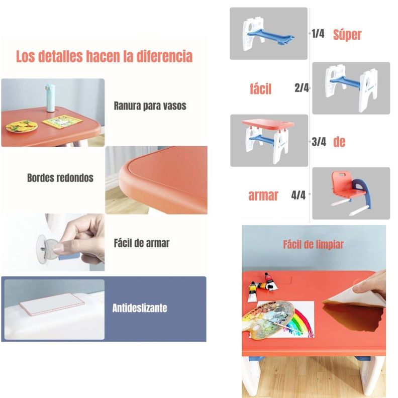 Mesa Con Silla Montessori Para Niños 4 En 1 By LuBabycas-6