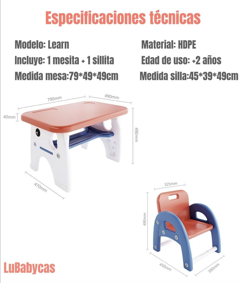 Mesa Con Silla Montessori Para Niños 4 En 1 By LuBabycas-7