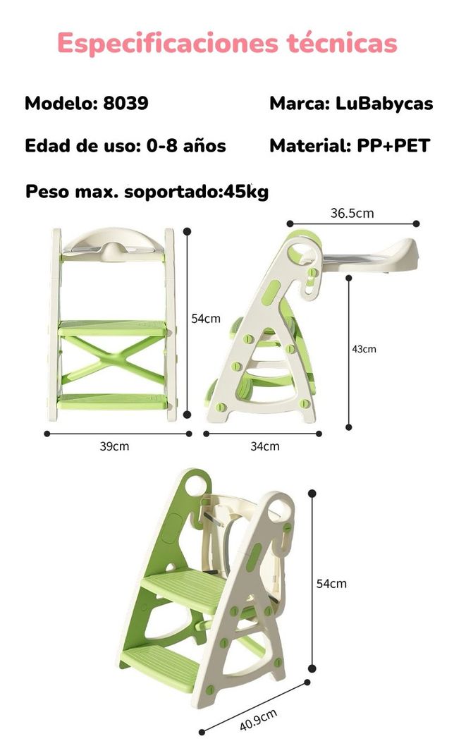 Asiento Adaptador Escalera Inodoro Niños Rosado LuBabycas-7