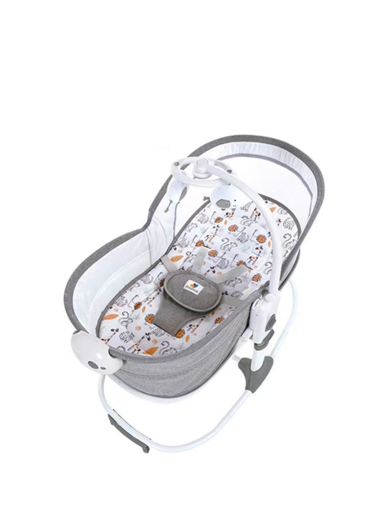 Cuna Moisés Y Columpio Con Vibración 2 En 1 Lubabycas Gris-0