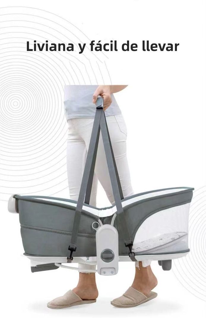 Cuna Moisés Y Columpio Con Vibración 2 En 1 Lubabycas Gris-3