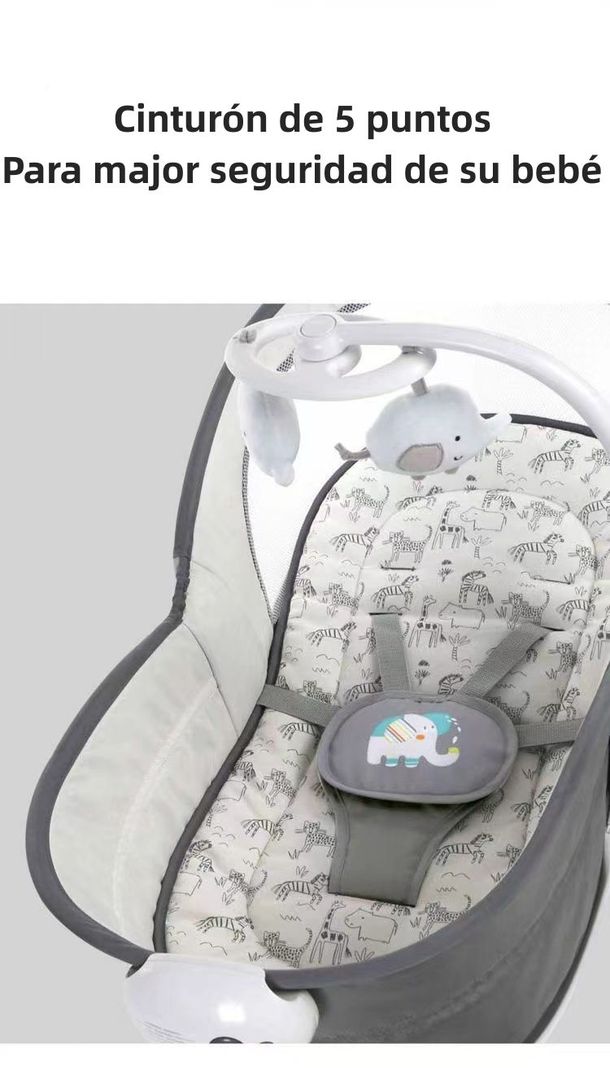 Cuna Moisés Y Columpio Con Vibración 2 En 1 Lubabycas Gris-4