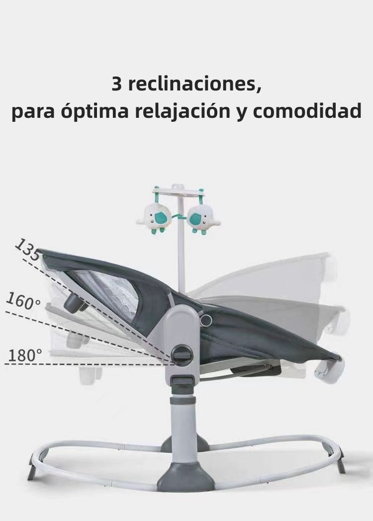 Cuna Moisés Y Columpio Con Vibración 2 En 1 Lubabycas Gris-5