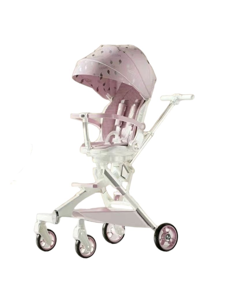 Coche De Paseo 360° Con Mesita Lubabycas Rosado-0