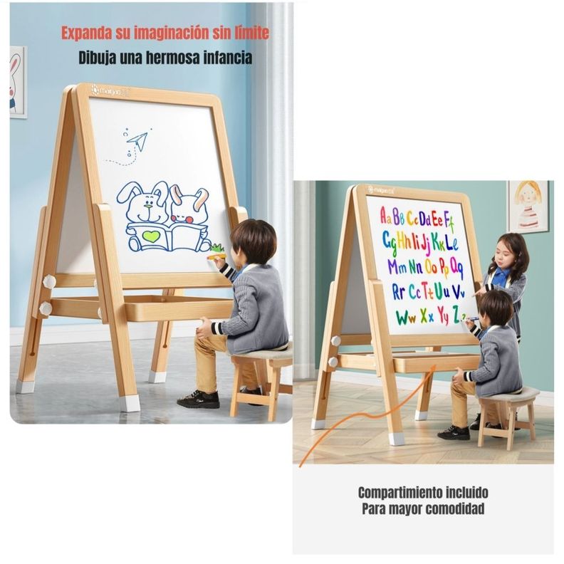 Pizarra Atril Doble Magnética Plumón Con Accesorios 120cm-5