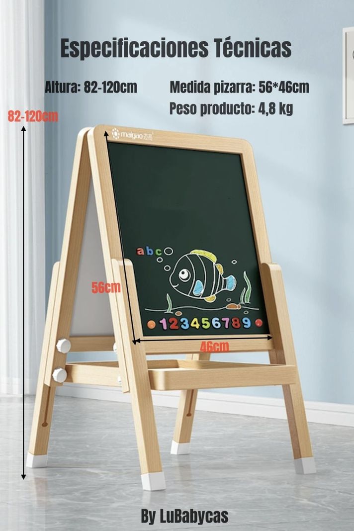 Pizarra Atril Doble Magnética Plumón Con Accesorios 120cm-7