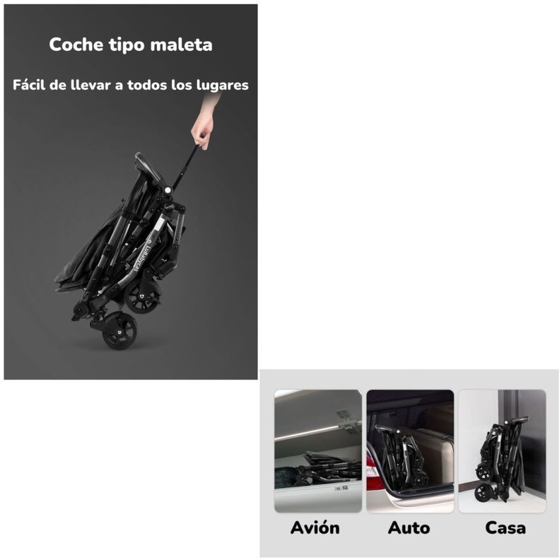 Coche De Paseo Reversible 4 Ruedas 360°Space Gris LuBabycas-3