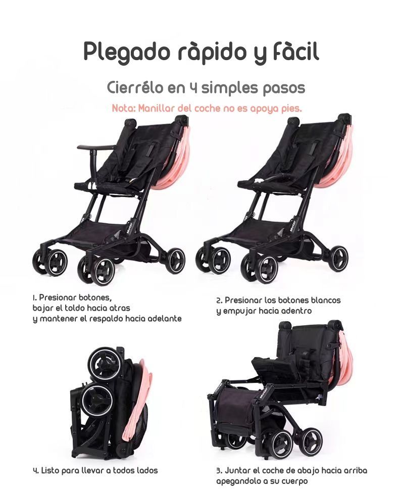 Coche De Paseo Premium Últra Compacto Lubabycas Negro-2