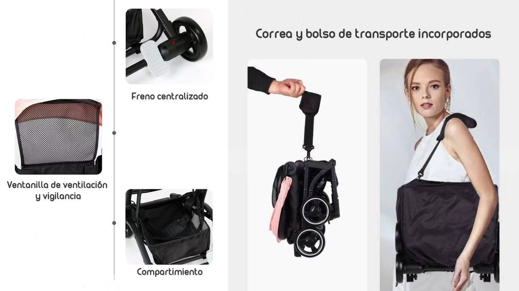Coche De Paseo Premium Últra Compacto Lubabycas Negro-6
