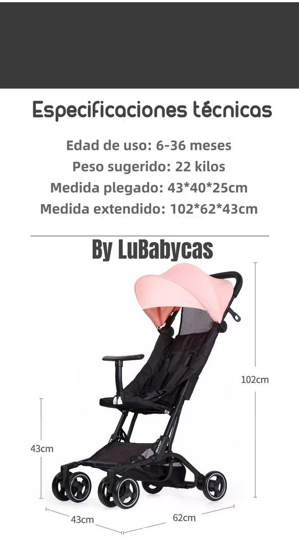 Coche De Paseo Premium Últra Compacto Lubabycas Negro-7