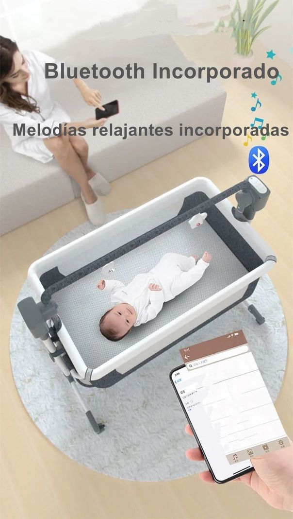 Cuna Colecho Mecedora Eléctrica Rosada Lubabycas-3