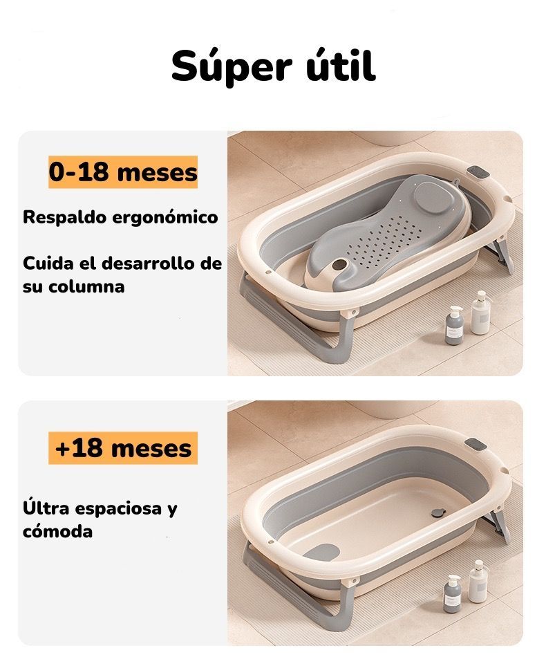 Bañera Con Respaldo De Ducha Comfort Gris LuBabycas-3