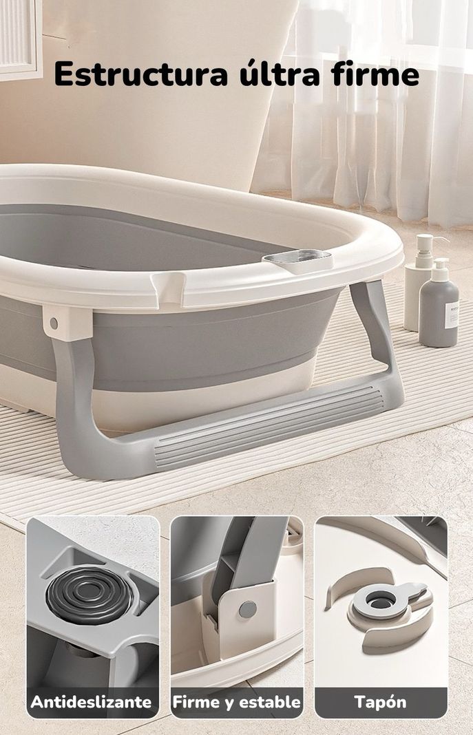 Bañera Con Respaldo De Ducha Comfort Gris LuBabycas-5