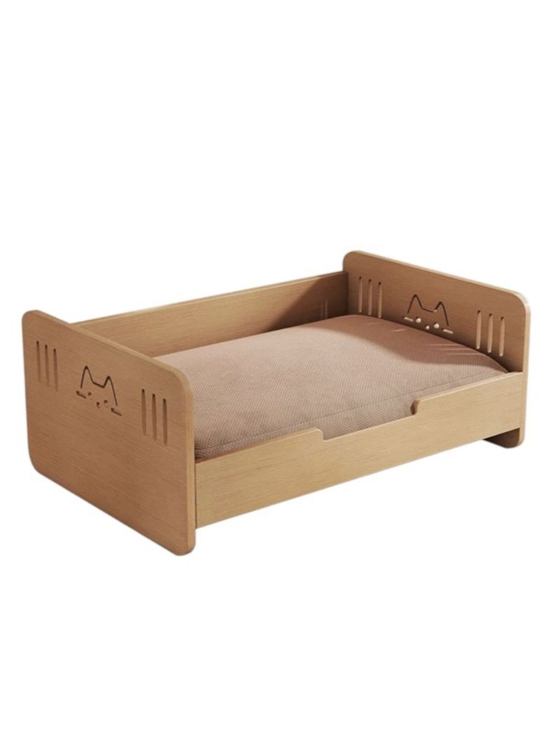 Cama Para Mascotas Madera Y Colchon 50x70cm Relax LuBabycas Cafe