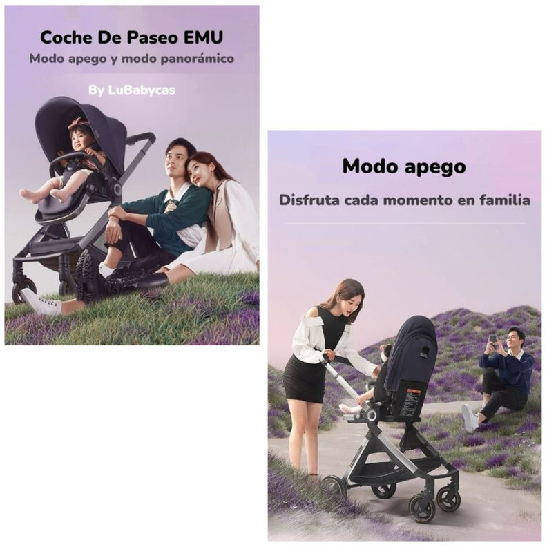 Coche De Paseo De Aluminio 2 Modos EMU Azul LuBabycas-1