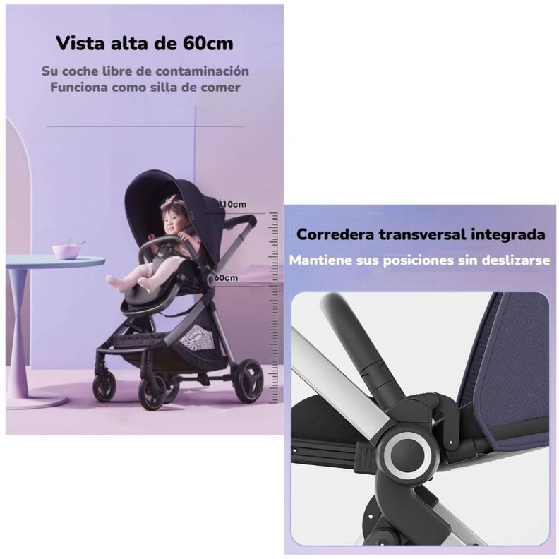 Coche De Paseo De Aluminio 2 Modos EMU Azul LuBabycas-2
