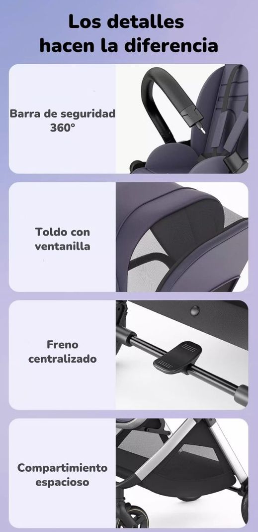 Coche De Paseo De Aluminio 2 Modos EMU Azul LuBabycas-6