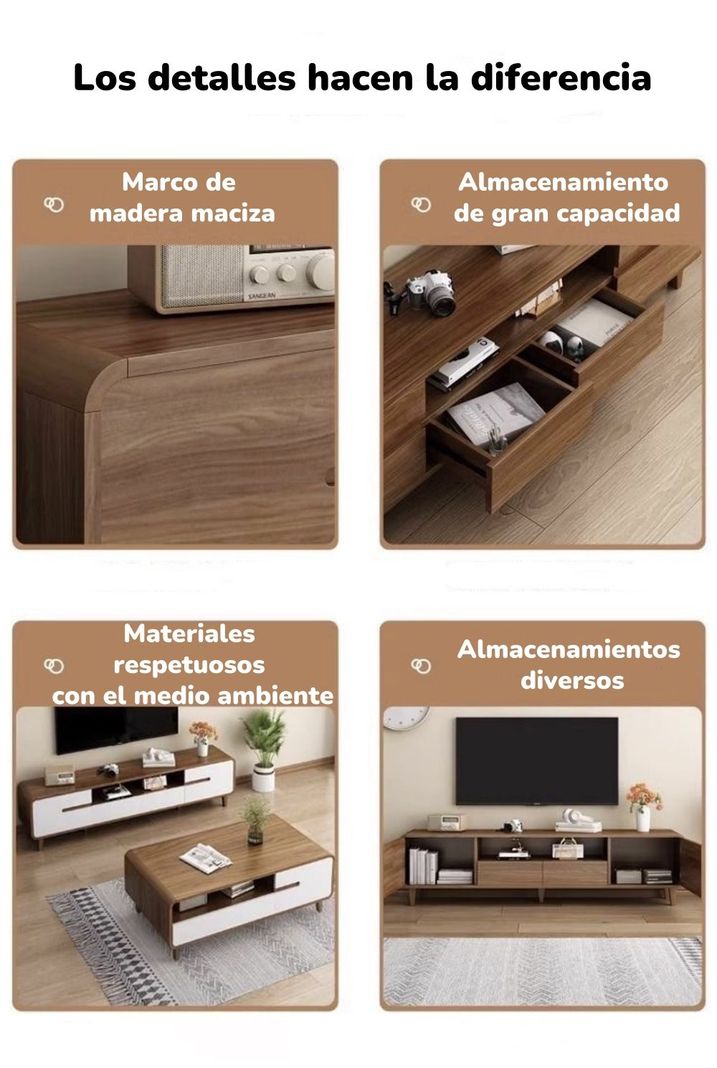 Mueble De TV Rack Madera 200cm Santiago By LuBabycas-3