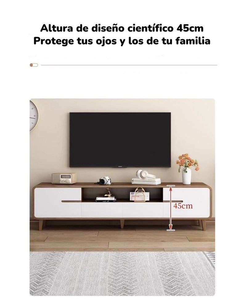 Mueble De TV Rack Madera 200cm Santiago By LuBabycas-4